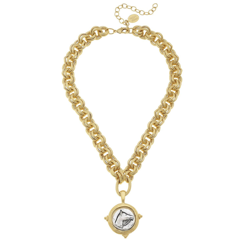 Susan Shaw - Gold and Silver Intaglio Horse Necklace