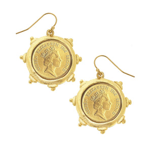 Susan Shaw - Queen Elizabeth II Coin Drop Earrings