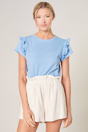 Brooke Ruffle Shoulder - blue