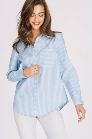 Stripe Bow tie Back  Shirt Top