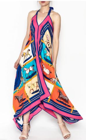Equestrian Silk Dress - Miss Scarlett Boutique