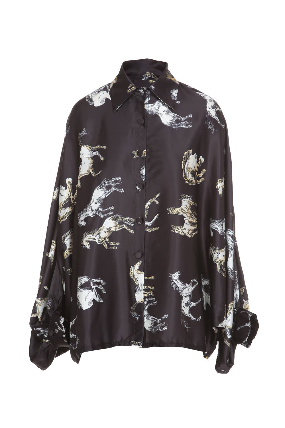 Horse Printed Satin Blouse