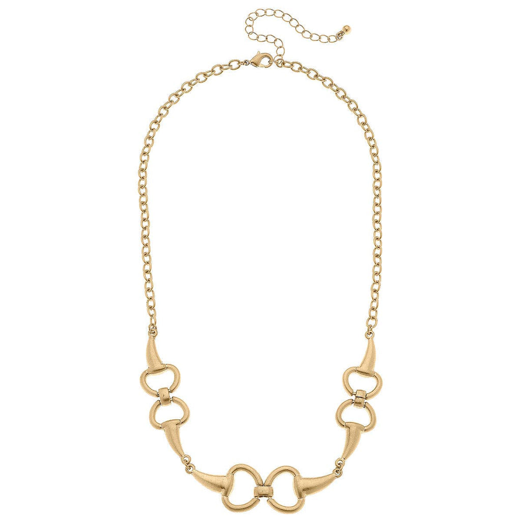 CANVAS Style - Grace Horsebit Chain Necklace in Worn Gold