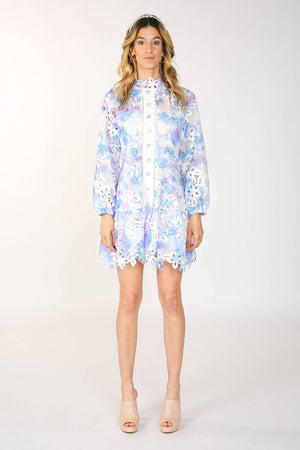 Watercolor Printed Floral Lace Mini