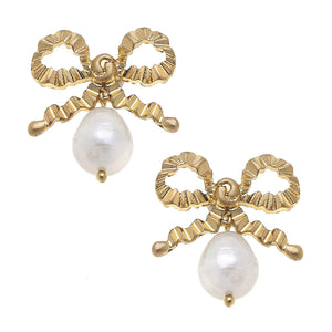 Bow & Pearl Drop Earrings
