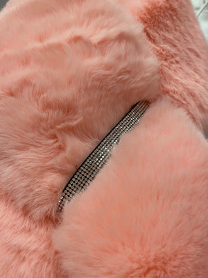 Fur Neck Wrap with Crystals