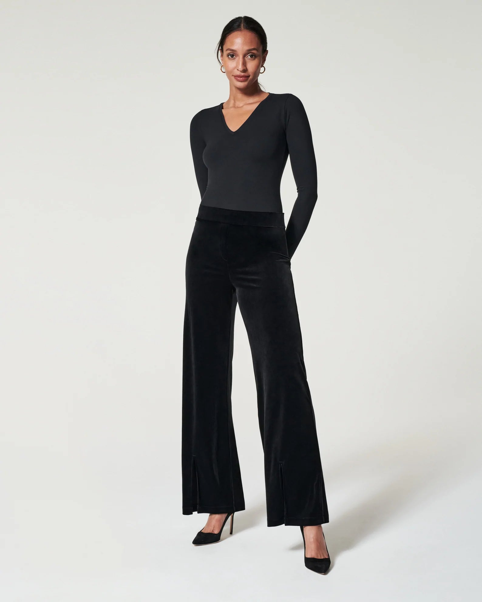 Velvet flowy pants online