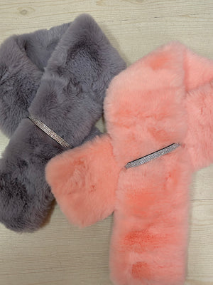 Fur Neck Wrap with Crystals