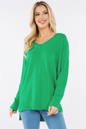 Kelly Green V Neck Sweater