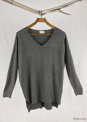 Charcoal V Neck Sweater