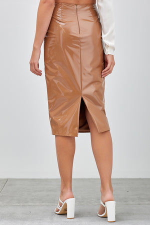 Sandstone Patent Leather Skirt