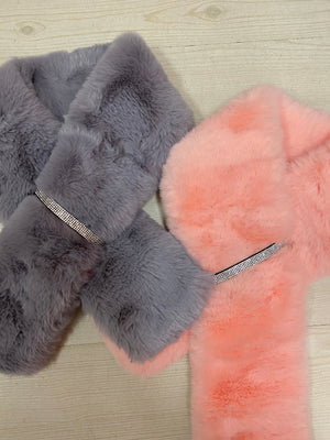 Fur Neck Wrap with Crystals