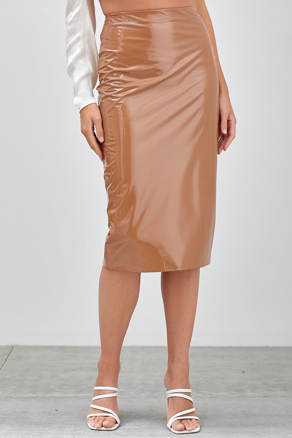 Sandstone Patent Leather Skirt