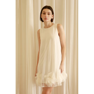 STORIA - HD2067-MONOCHROMATIC SWISS DOT TRAPEZE AND SWING MINI DRESS