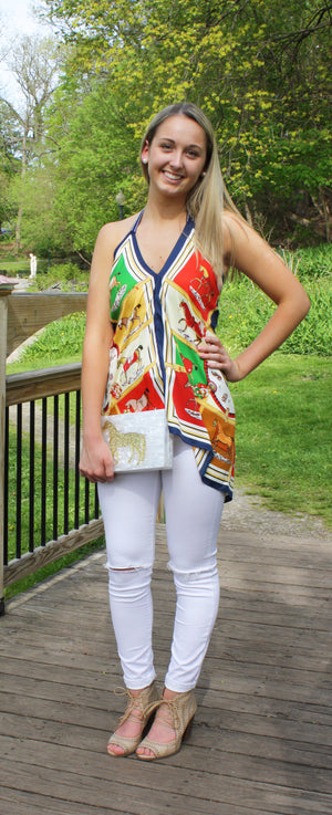 Equestrian Silk Top - Miss Scarlett Boutique