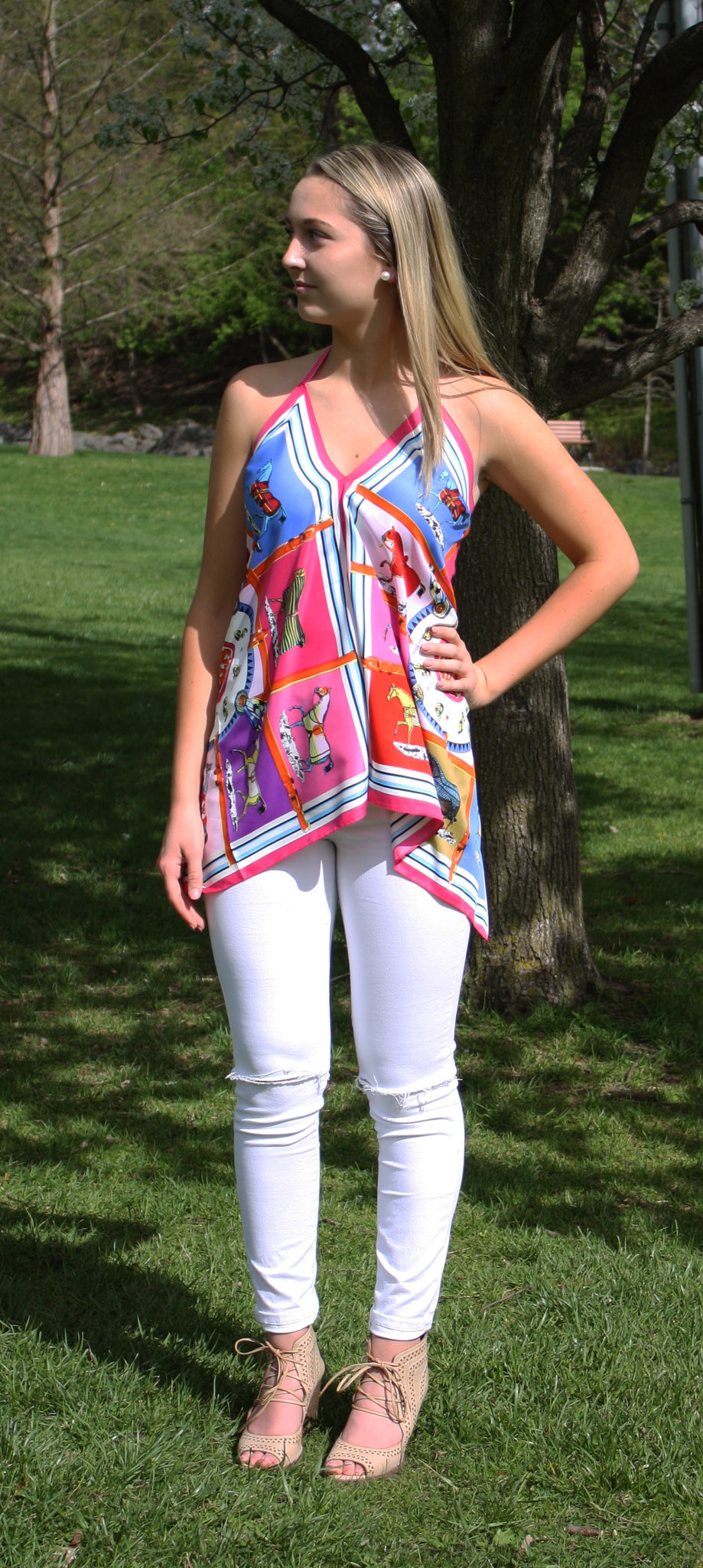 Equestrian Silk Top - Miss Scarlett Boutique