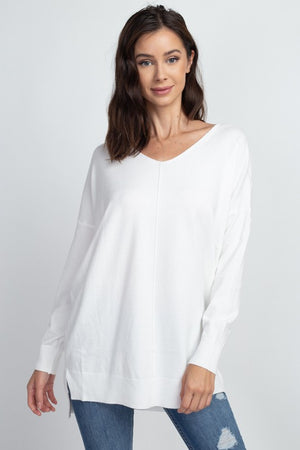 Dreamers Ivory V Neck - Miss Scarlett Boutique